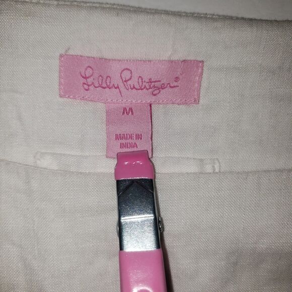 LILLY PULITZER White Linen Tunic Top Womens Size Medium - Picture 3 of 7